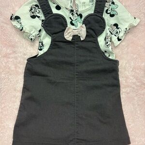 H&M Disney Minnie Mouse Toddler Black Overall Dress Set 18months